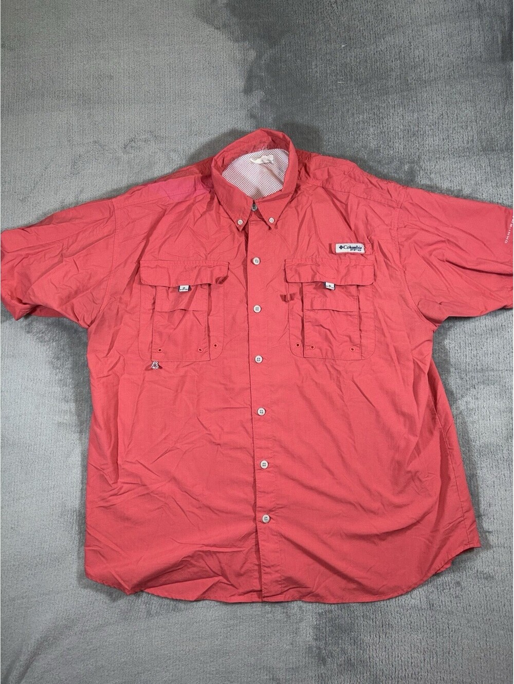 Columbia PFG Bahama Fishing Shirt Men’s Large Sunset Red/Peach UPF 30 Activewear